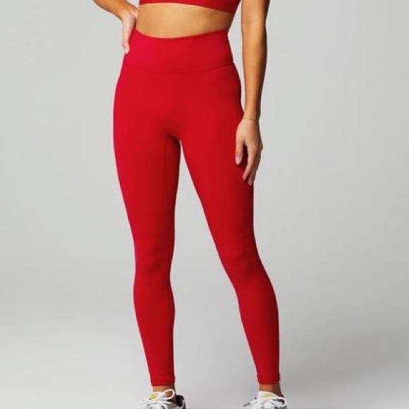 Red High waisted Fabletics leggings size small like new - Picture 1 of 5